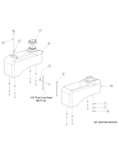 Fuel Tank Assembly Diagram and Parts List for Z-FORCE60 53AA5BBJ-53AA5BBJ710 Cub Cadet Lawn Tractor